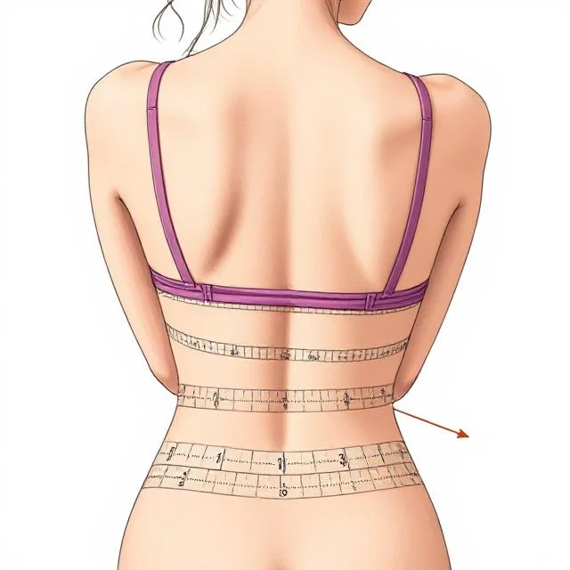 Woman measuring bust size with tape