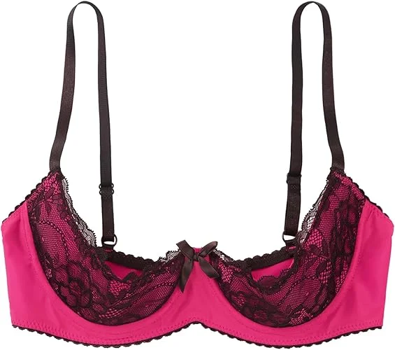 LiiYii Women's ¼-Cup Lace Shelf Bra